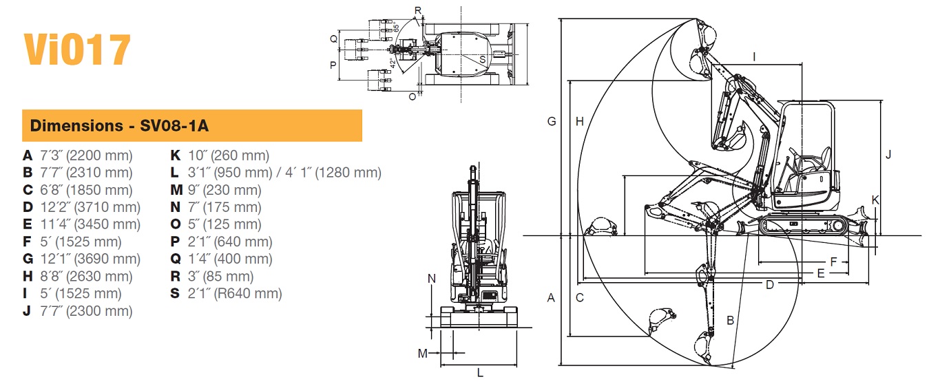 Yanmar ViO17 Excavator Open Canopy with Rubber Tracks, ViO17PRUS